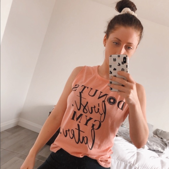 Tops - Cute Graphic Tank - Donuts first gym later